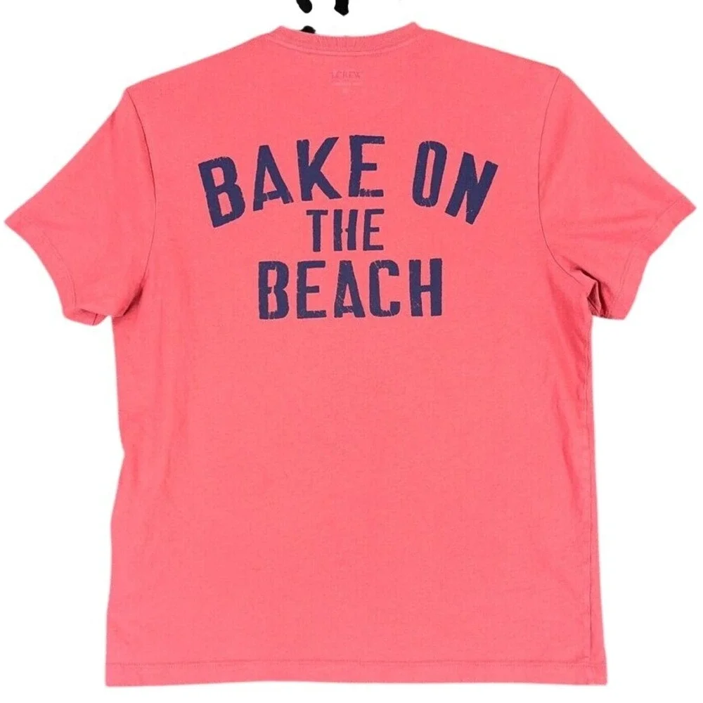 J‎ Crew Shirt Mens Medium Red Lobster Bake Beach Tee Cotton Short Sleeve